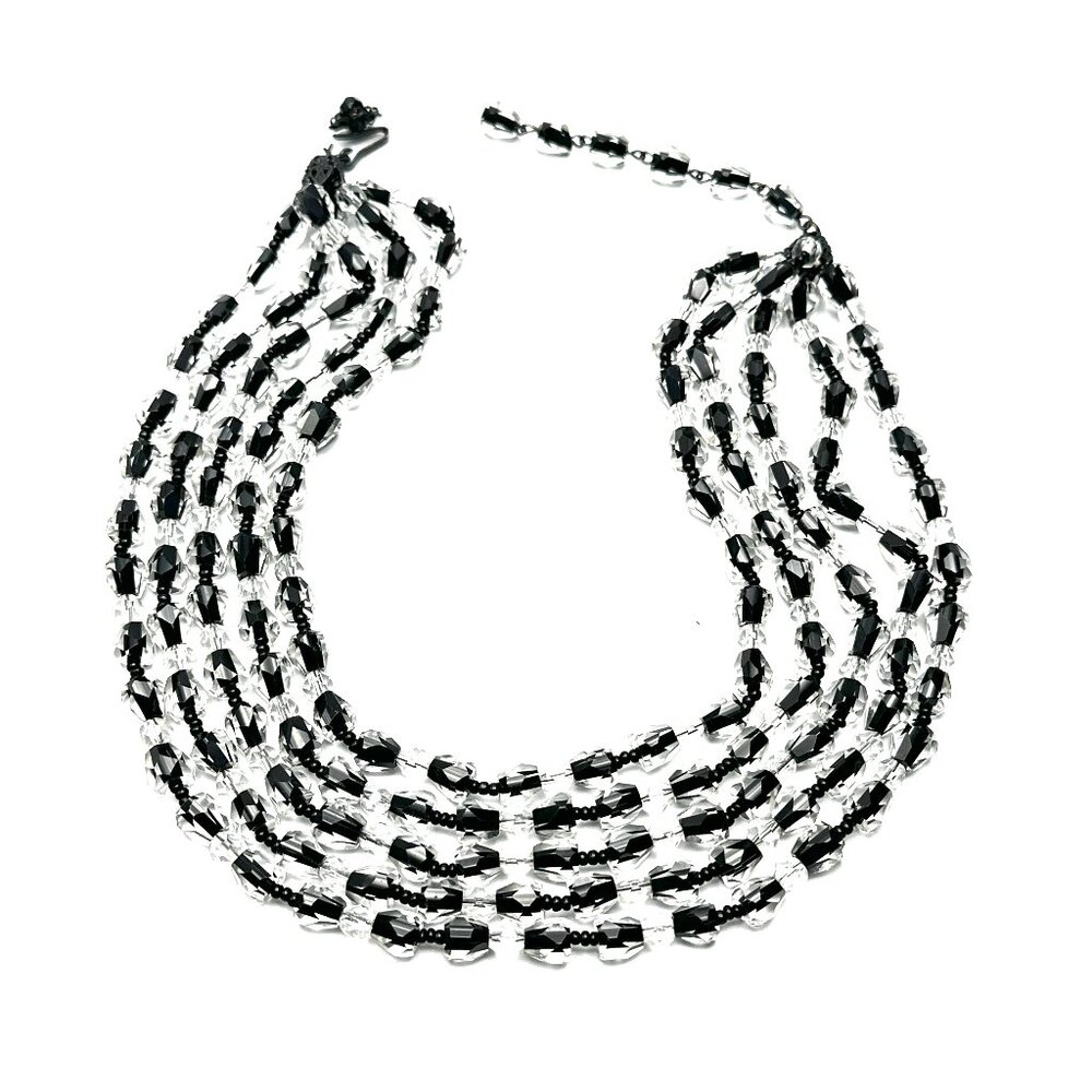 1950s Miriam Haskell Five-Strand Crystal Necklace — Signed, Museum Quality — EUC